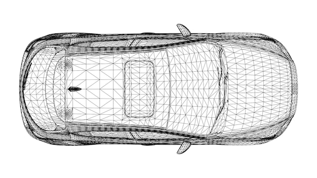 Vector creativo abstracto 3d líneas de coches deportivos conectados a puntos.