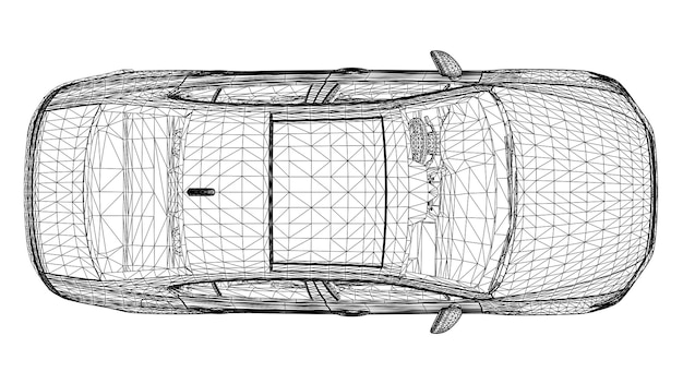 Vector creativo abstracto 3d líneas de coches deportivos conectados a puntos.