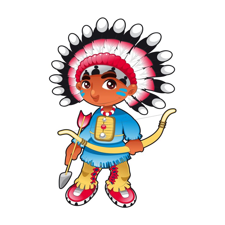 Vector vector creativo dibujos animados de arqueros indios rojos ilustración diseño
