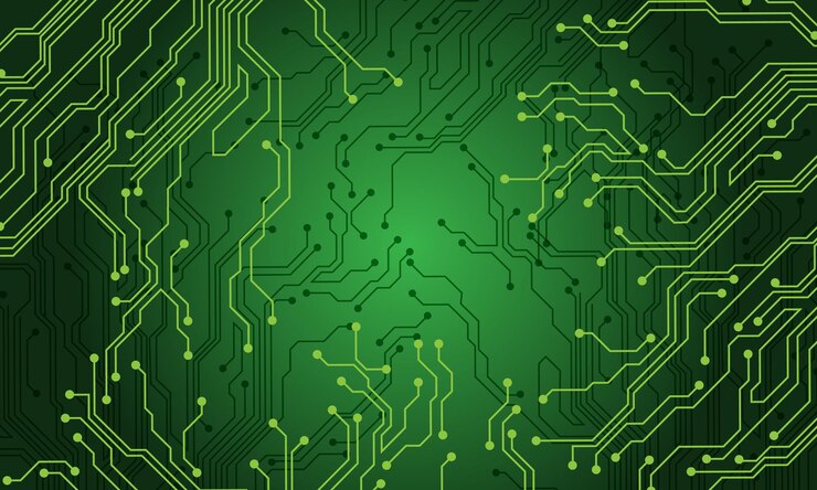 Vector vector creativo de diseño de fondo futurista de tecnología informática de circuito de línea verde