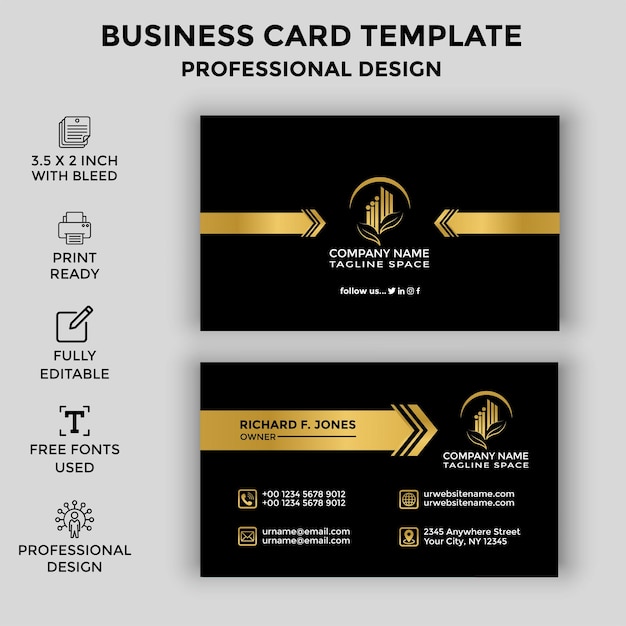 Vector creativo, moderno, limpio y simple diseño de plantilla de tarjeta de visita corporativa