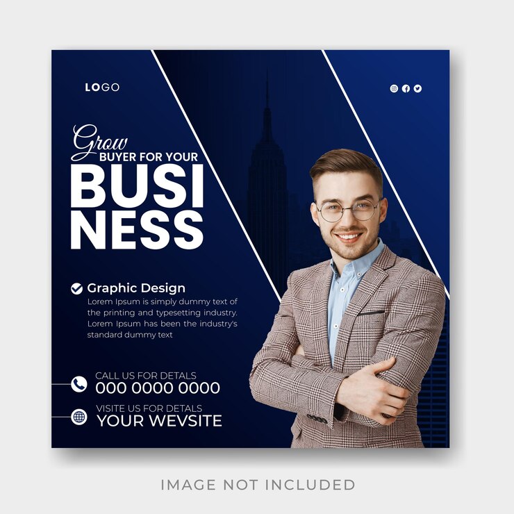 vector crecer su negocio web banner y redes sociales publicar plantilla diseño creativo