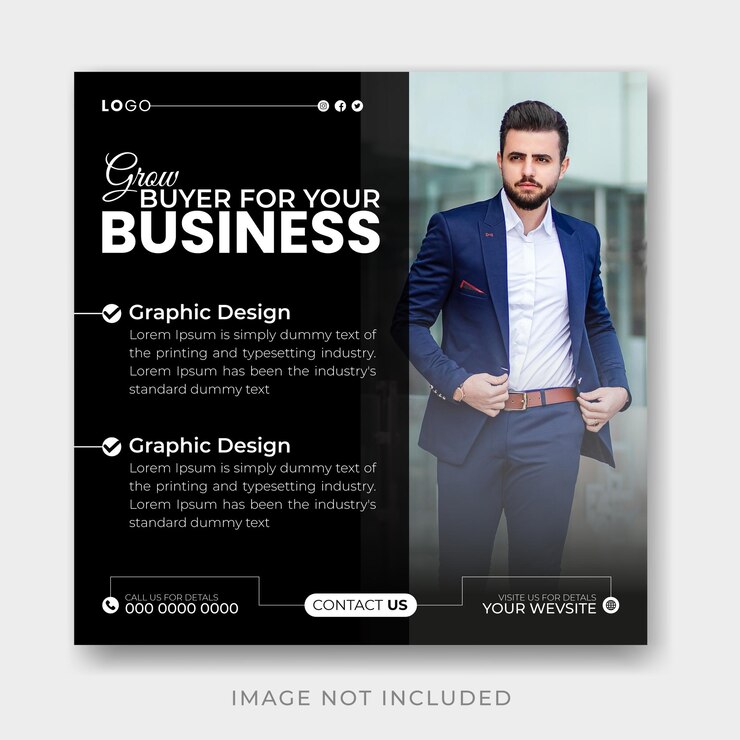 vector crecer su negocio web banner y redes sociales publicar plantilla diseño creativo