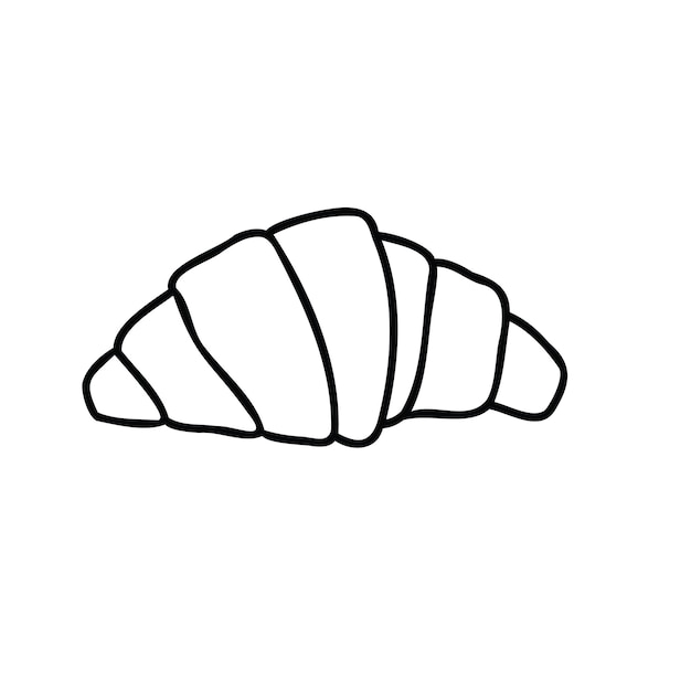 Vector croissant icono insignia línea glifo para el logotipo menú de café o embalaje de panadería etiqueta dibujada a mano