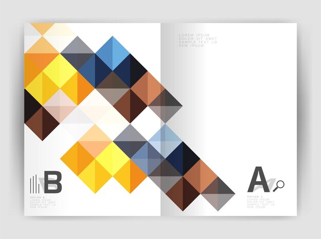 Vector cuadrado folleto de negocios a4 plantilla de impresión plantilla vectorial de fondo para imprimir diagrama de diseño de flujo de trabajo opciones de número o banner de diseño web