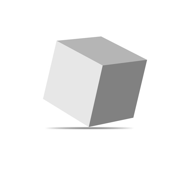 Vector cubo blanco aislado sobre fondo blanco. Cubo simple - ilustración vectorial.