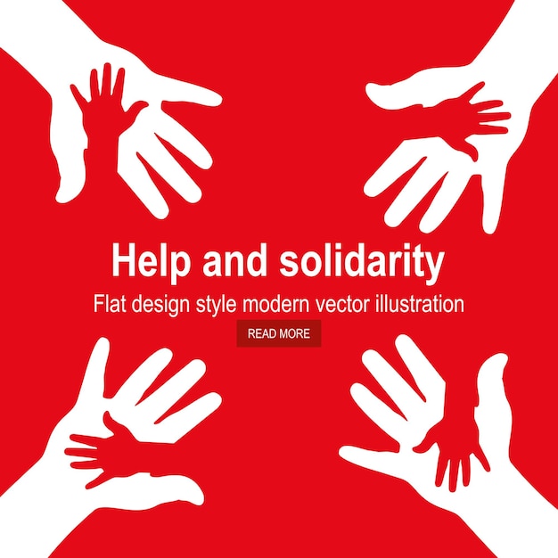 Vector cubre dos manos, ayuda y solidaridad.