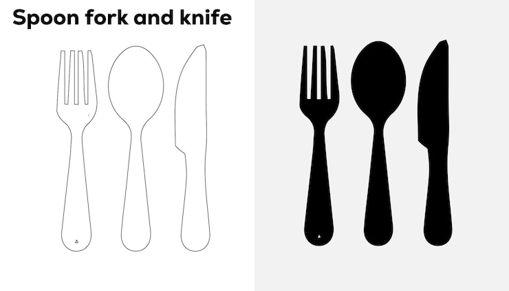 Vector vector de una cuchara, un tenedor y un cuchillo