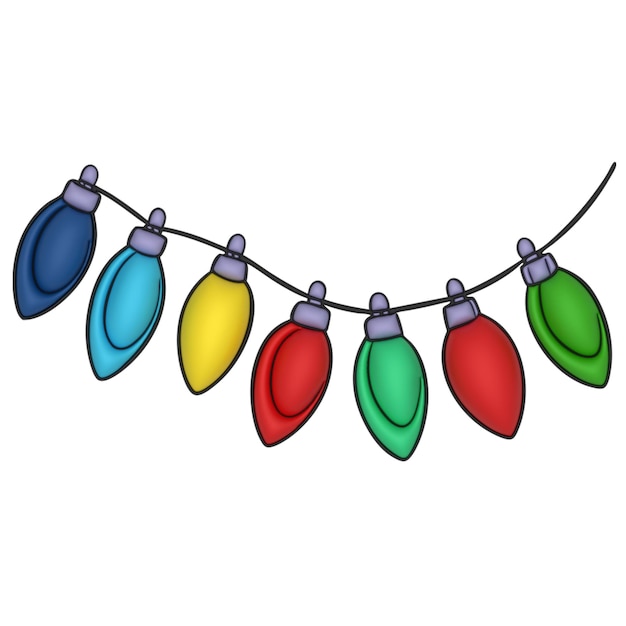 un vector de cuerdas de luces de Navidad en 3D