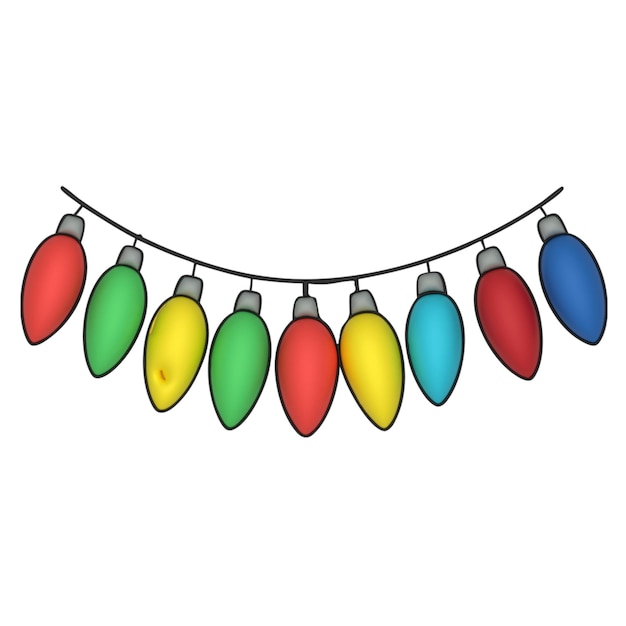 un vector de cuerdas de luces de Navidad en 3D