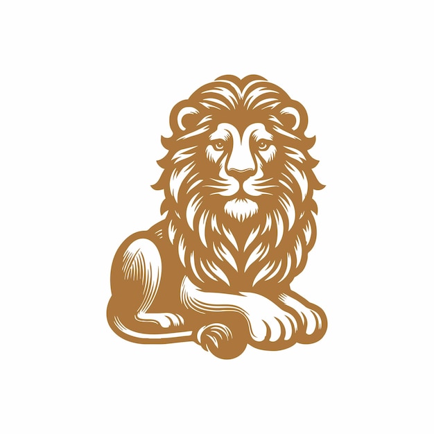 vector cuerpo completo león en color dorado