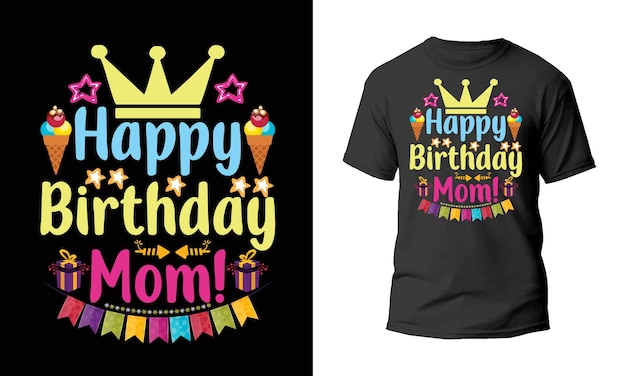 Vector vector de cumpleaños y diseño de camiseta de moda