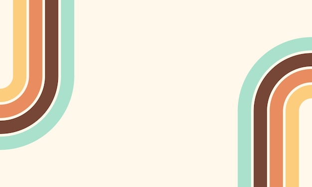 Vector de la curva del arco iris y la colorida ilustración geométrica de los años 70 y 60 Diseño de ilustración vectorial de estilo de rayas circulares coloridas de los años 60 y 70