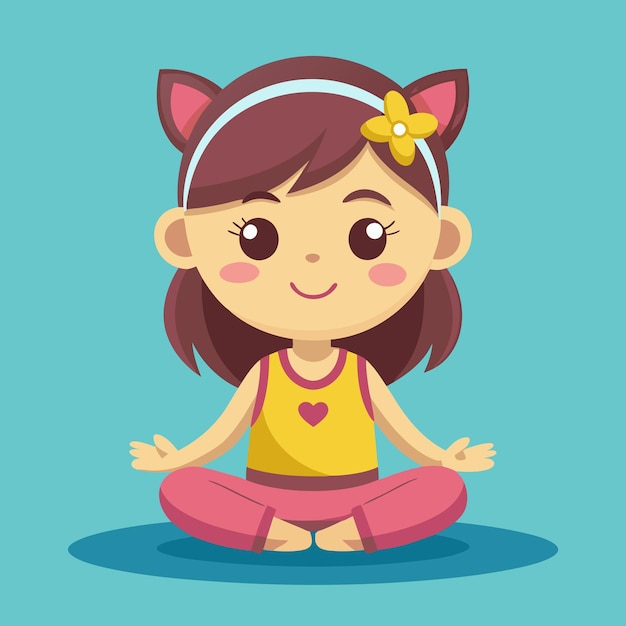 Vector Cute Baby Meditando dibujos animados de yoga