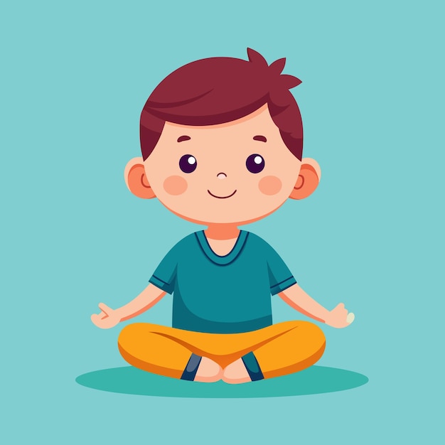 Vector Cute Baby Meditando dibujos animados de yoga