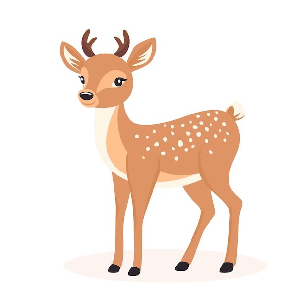 Vector Cutio Ciervo Pequeño Ciervo Icono Adorable Ciervo Caminante o Reno Personaje de dibujos animados