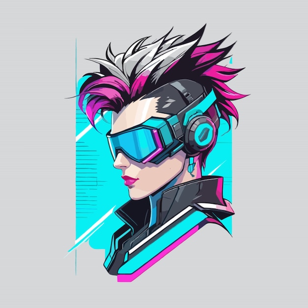 Vector cyberpunk sobre un fondo blanco