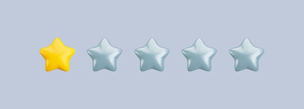 Vector vector d icono de calificación de una estrella una estrella de cinco dibujos animados realistas d render la peor calificación del cliente