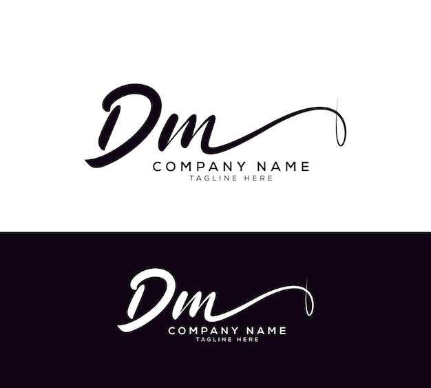 Vector d m dm letra inicial escritura a mano y logotipo de la firma