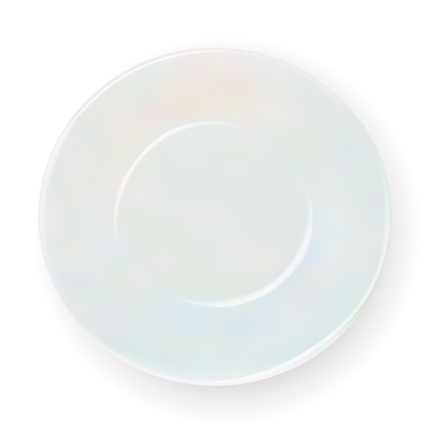 Vector d placa blanca realista placa de porcelana cerámica vacía icono de primer plano aislado en transparente