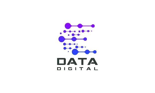 Vector de datos de píxeles de letra c digital moderna con logotipo de red de conexión