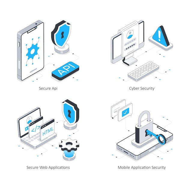 Vector de datos de seguridad Ilustración isométrica Eps 10 Conjunto de archivos 11