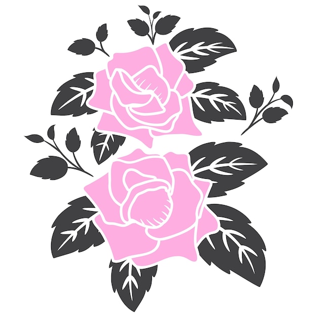 Vector de decoración de flor rosa plana