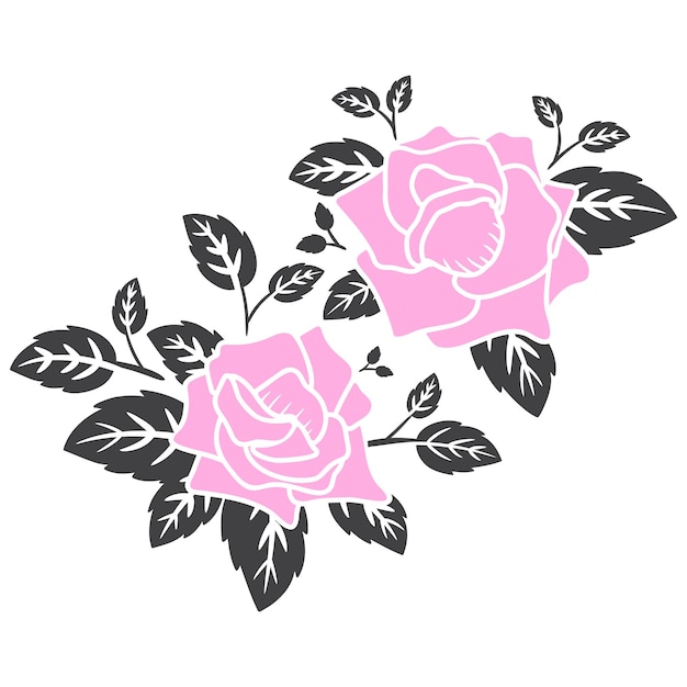 Vector de decoración de flor rosa plana