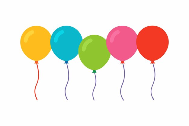Vector de decoración de globos de colores sobre fondo blanco