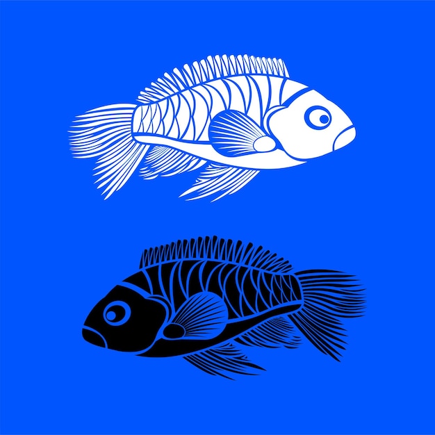 Vector decorativo de peces en blanco y negro