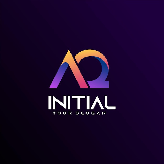 Vector degradado colorido del logotipo inicial de AQ