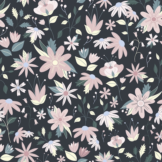 Vector delicado hermoso de la flor del modelo inconsútil floral