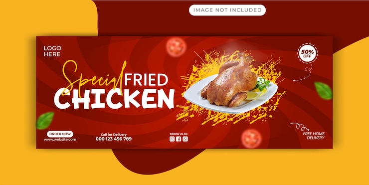 Vector vector deliciosa promoción del menú de comida de pollo en las redes sociales plantilla de banner de historia de instagram
