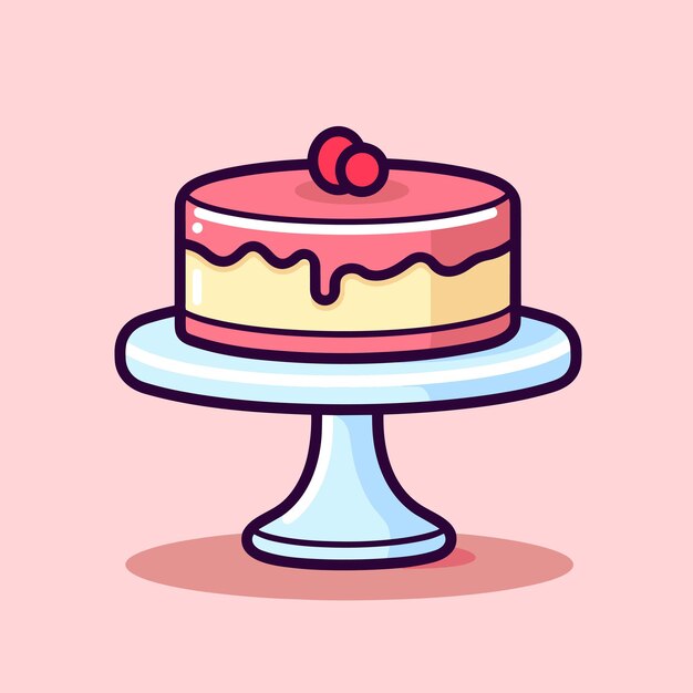 Vector de un delicioso pastel con una cereza en la parte superior perfecto para celebraciones y amantes del postre