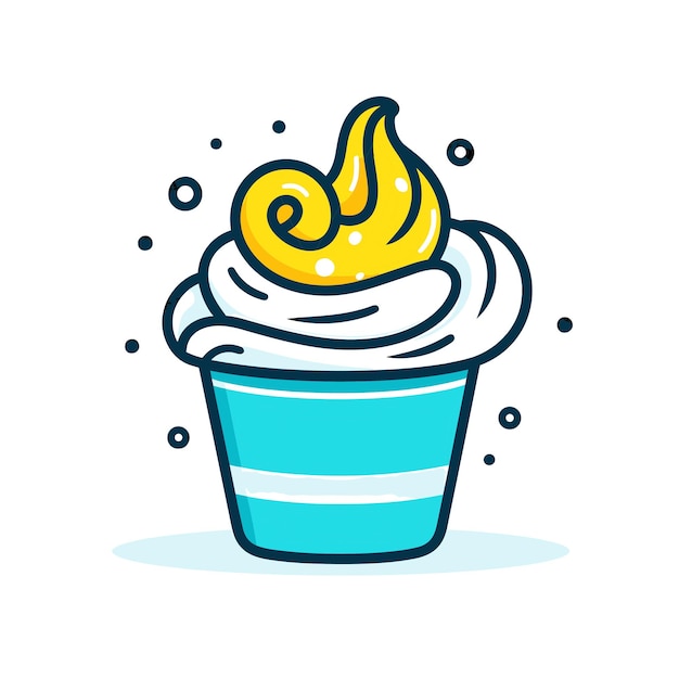Vector de un delicioso pastel con un glaseado amarillo vibrante en la parte superior