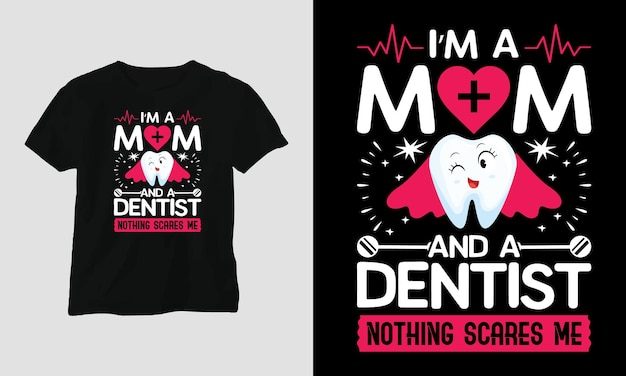 Vector Dentist lindo diseño de camisetas o afiches con dientes de dibujos animados, elementos dentales, etc.