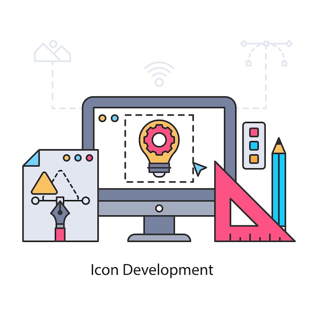 Vector de desarrollo de icono en diseño plano