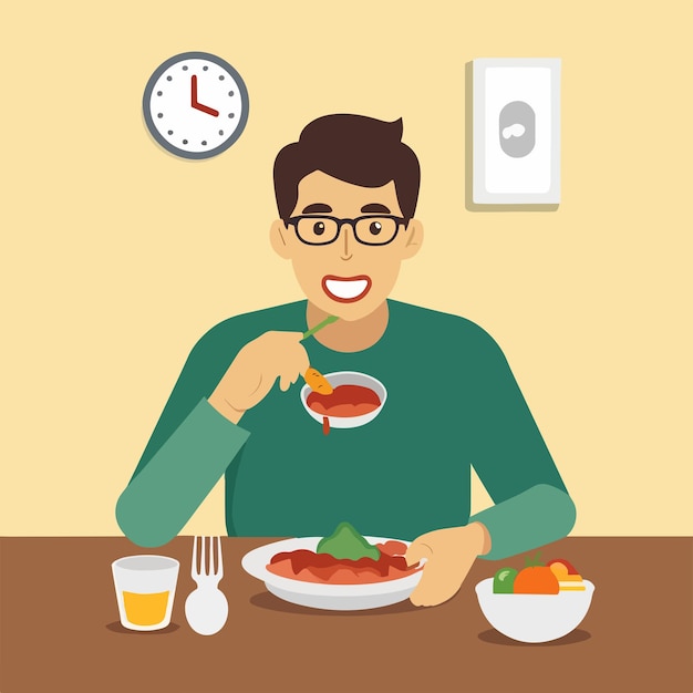 Vector un desayuno de niño con comida saludable