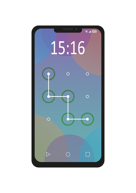 Vector de desbloqueo de patrón de teléfono aislado sobre fondo blanco