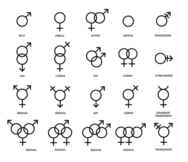 Vector describe iconos de símbolos de género