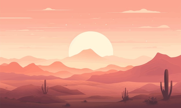 Vector vector de desierto de amanecer plano ilustración aislada minimalista