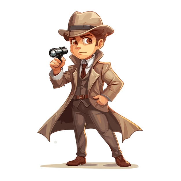 Vector vector de detective sobre fondo blanco