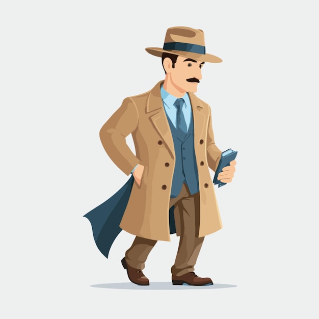 Vector de detective sobre fondo blanco