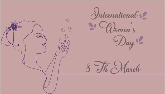Vector día internacional de la mujer feliz día de la mujer 8 de marzo texto con mujer o póster del día de la mujer