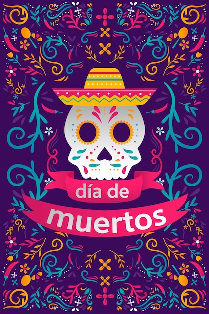 Vector vector dia de muertos diseño de ilustración de banner vertical