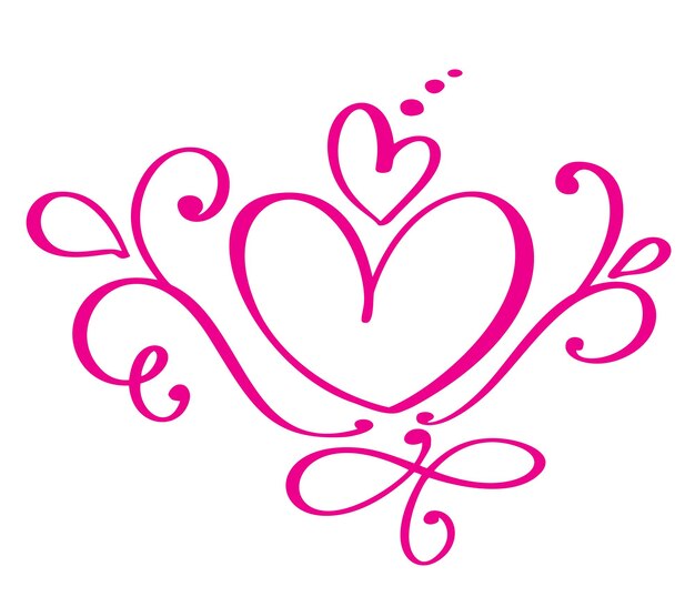 Vector día de san valentín florecer caligrafía corazones vintage dibujado a mano caligrafía incompleta san valentín