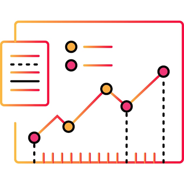 Vector de diagrama de línea de datos de icono de gráfico de línea