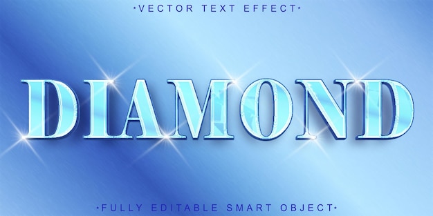 Vector de diamante de lujo azul Efecto de texto de objeto inteligente totalmente editable