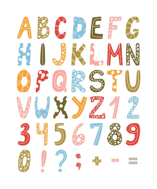 Vector dibujado a mano ABC inglés en colores pastel Alfabeto lindo para proyectos educativos para niños