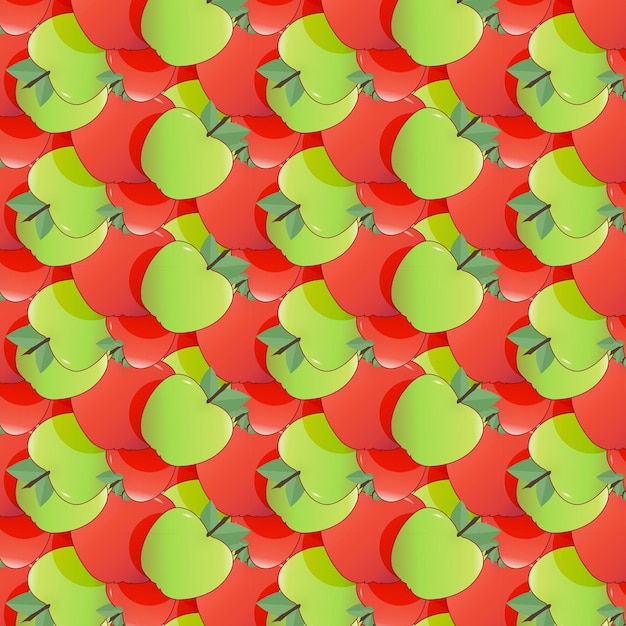 Vector dibujado a mano belleza linda patrón de manzana fondo sin costuras frutas